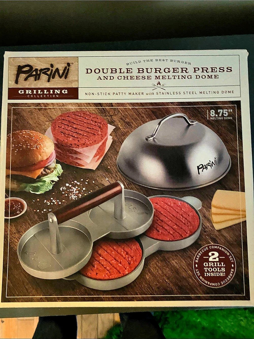 Parini Grilling Collection Double Burger Press and Cheese Melting Dome & Cheese